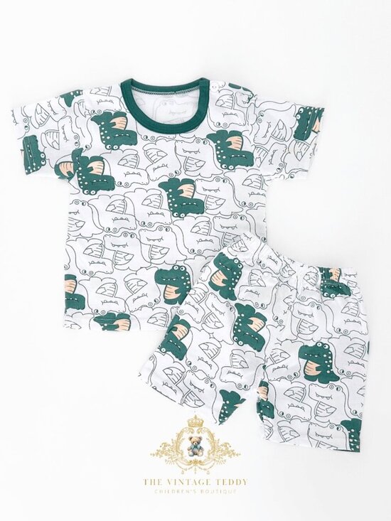 The Vintage Teddy Other - NWT Cute Boys Matching Set Kids T-shirt & Shorts 2-Piece Cotton Alligator 18-24M